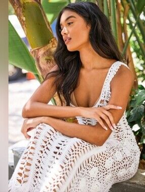 Lulus White Crochet Sleeveless Maxi Swim Cover-Up